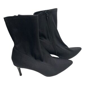 Mix No 6 Boots Womens 10M Pointed Ankle Booties Stiletto Heels Black Fabric Zip‎